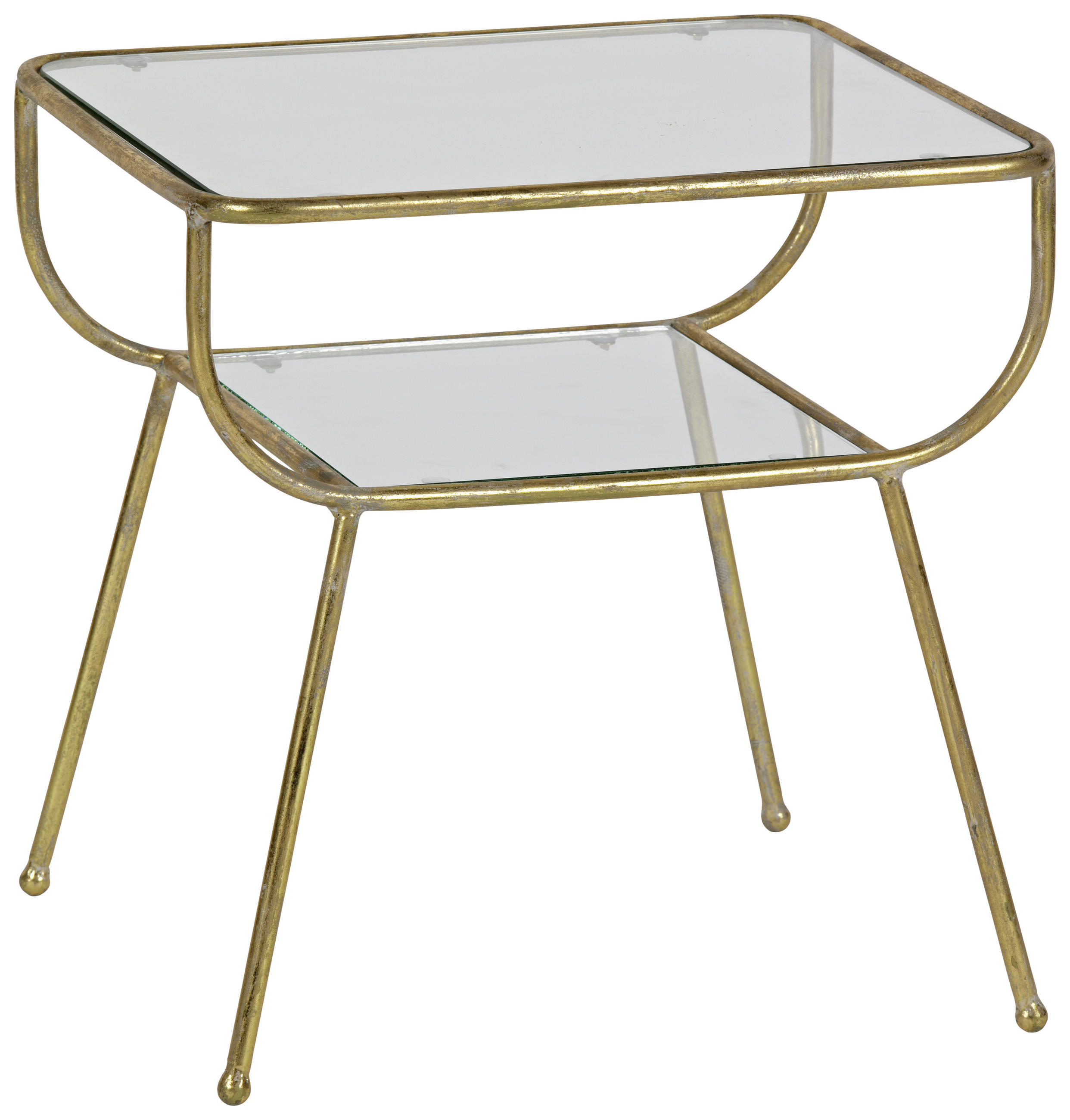 Beistelltisch in Metall, Glas 47/40,5/47 cm