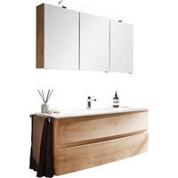 BADEZIMMER 121,2 cm  - Weiss/Eichefarben, Design, Glas/Holzwerkstoff (121,2cm) - Novel