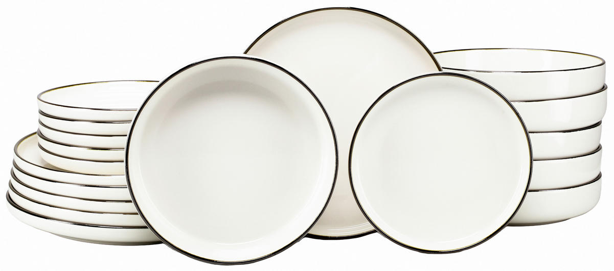 TAFELSERVICE Nordic Festive Creme 18-teilig  - Goldfarben/Creme, Basics, Keramik - Creatable