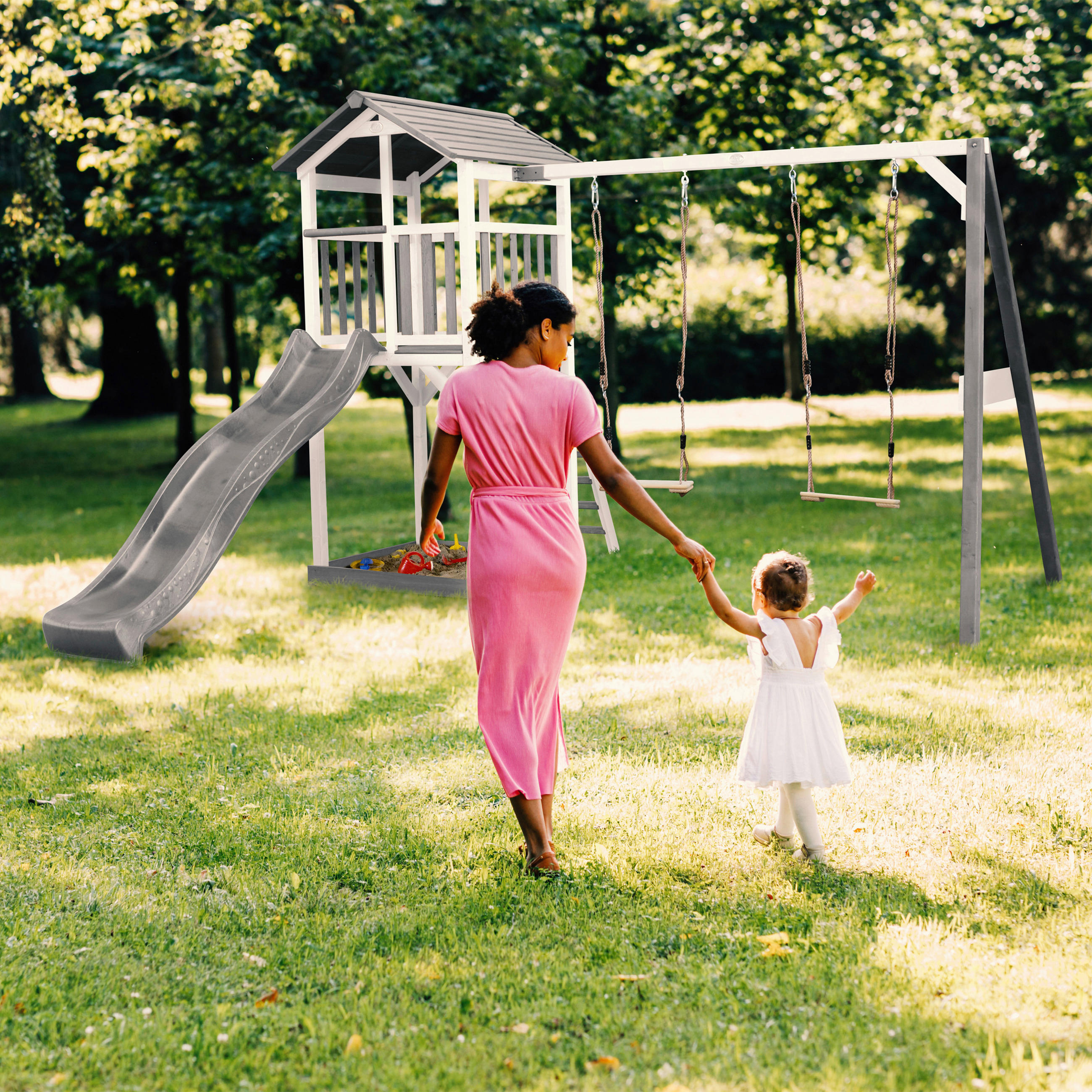 SPIELTURM 356,6/241,9/349 cm  - Weiß/Grau, KONVENTIONELL, Holz/Kunststoff (356,6/241,9/349cm) - Ambia Garden
