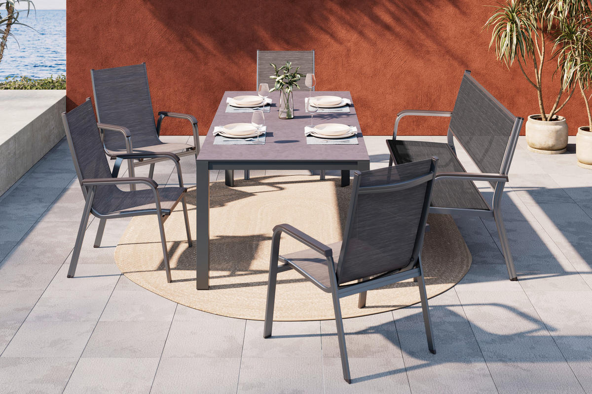 GARTENTISCH 220/100/75 cm Metall, Kunststoff rechteckig  - Anthrazit/Grau, Design, Kunststoff/Metall (220/100/75cm) - Amatio