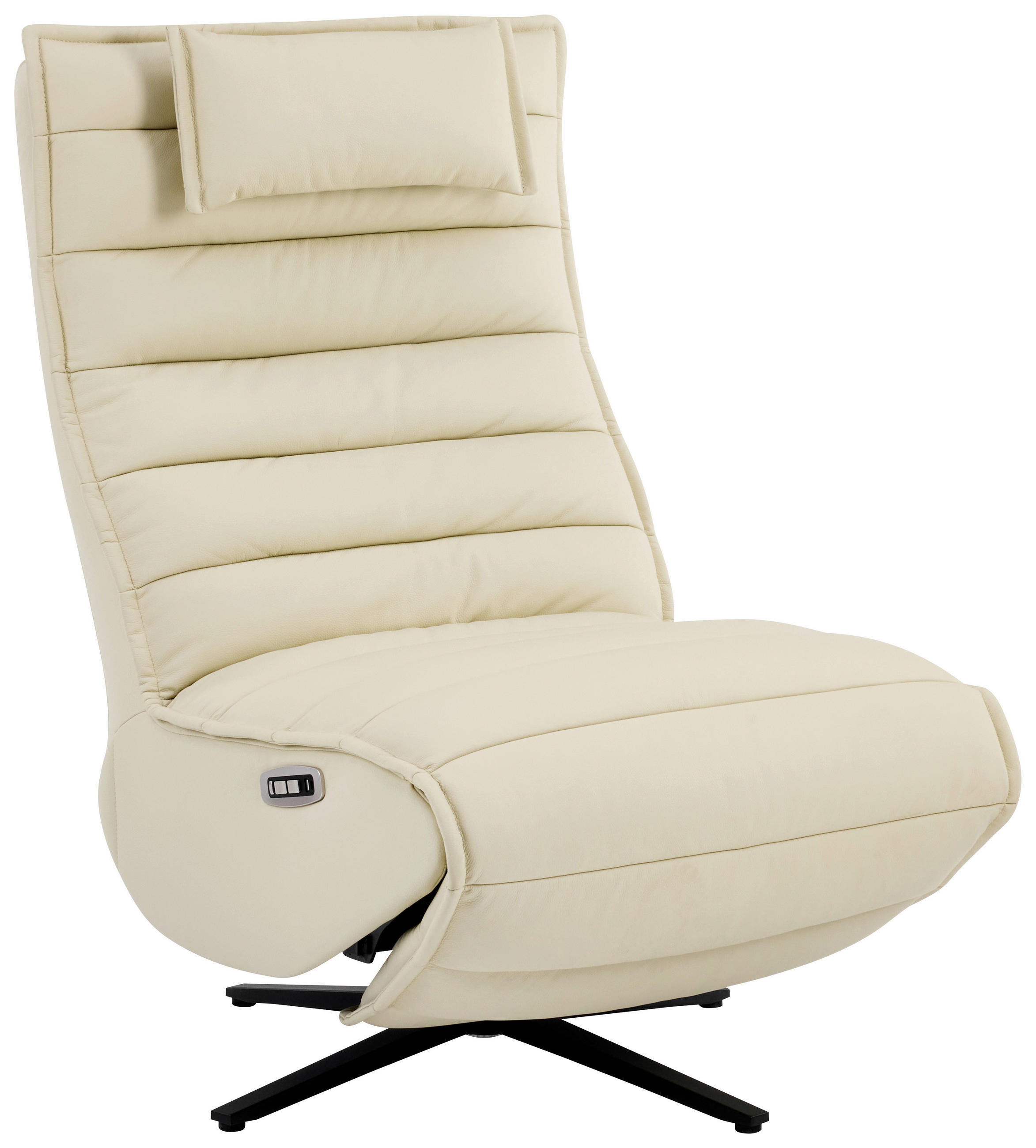 RELAXSESSEL Lederlook Echtleder Relaxfunktion, Fußteilverstellung, Nackenkissen    - Beige/Schwarz, Design, Leder/Textil (68/108/84cm) - Stylife