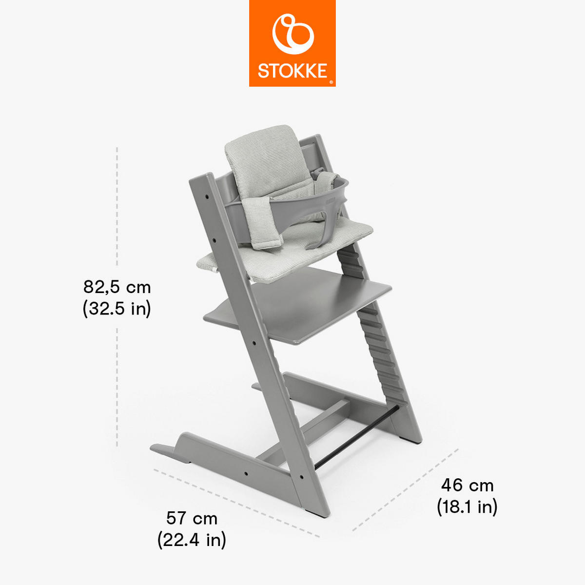 SET ZA STOLČEK ZA HRANJENJE  Tripp Trapp Bundles  83/57/46 cm         svetlo siva  - svetlo siva, Basics, les (83/57/46cm) - Stokke