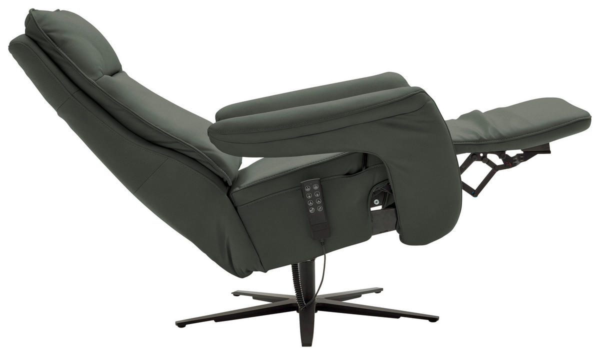 RELAXSESSEL in Leder Dunkelgrün  - Dunkelgrün/Schwarz, Design, Leder/Metall (83/116/87cm) - Valdera
