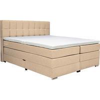 BOXSPRINGBETT 180/200 cm,  in Beige, Bettkasten, Topper, Matratzen, H3 + H3 = fest  - Beige/Alufarben, KONVENTIONELL, Kunststoff/Textil (180/200cm) - Carryhome