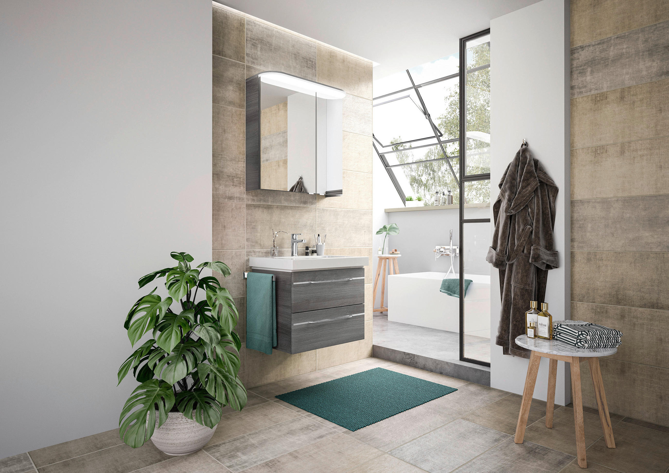 BADEZIMMER 3-teilig in 70 cm - Chromfarben/Graphitfarben, KONVENTIONELL, Glas/Holzwerkstoff (70cm) - Pelipal