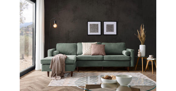 ECKSOFA in Cord Grün  - Eichefarben/Grün, MODERN, Holz/Textil (178/261cm) - Carryhome