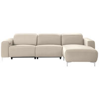 ECKSOFA in Echtleder Beige  - Chromfarben/Beige, Design, Leder/Metall (292/177cm) - Pure Home Lifestyle