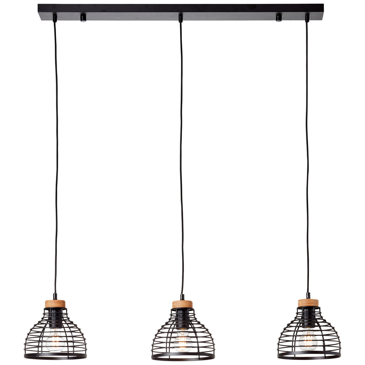 PENDELLEUCHTE 100/25/120 cm    - Schwarz, Natur, Holz/Metall (100/25/120cm) - Brilliant