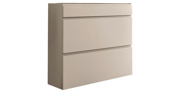 SCHUHKIPPER - Taupe, Design, Glas/Holzwerkstoff (110/96/33cm) - Moderano