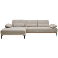 ECKSOFA in Flachgewebe Hellbraun  - Hellbraun/Schwarz, Natur, Holz/Textil (176/314cm) - Valnatura
