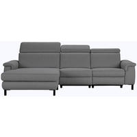  in Flachgewebe Grau Rücken echt, Kopfteilverstellung  182/304 cm  - Schwarz/Grau, KONVENTIONELL, Textil/Metall (182/304cm) - Pure Home Comfort