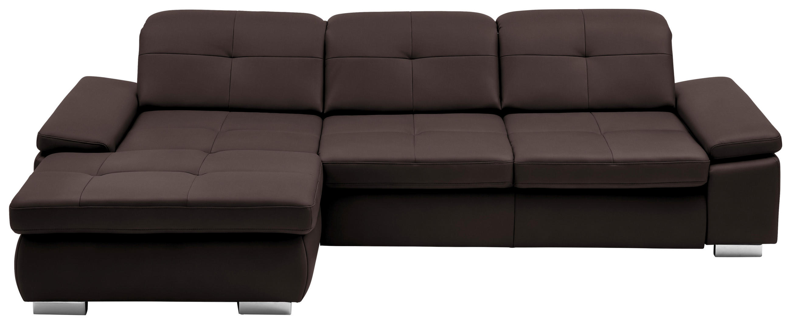 ECKSOFA in Echtleder Braun  195/309 cm  - Alufarben/Braun, Design, Leder/Metall (195/309cm) - Beldomo Premium