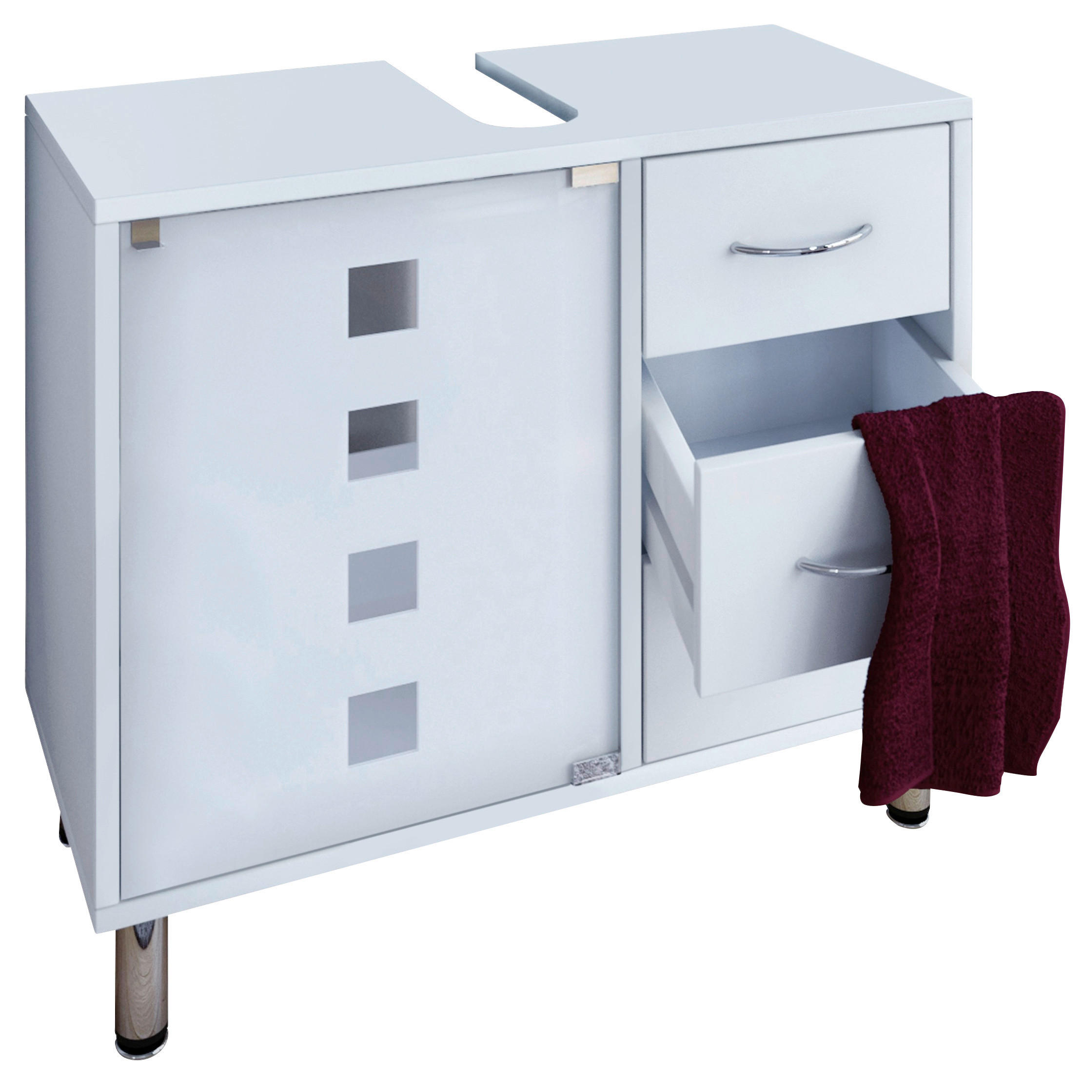 WASCHBECKENUNTERSCHRANK 67/57,5/29,5 cm  - Silberfarben/Weiß, KONVENTIONELL, Glas/Holzwerkstoff (67/57,5/29,5cm) - MID.YOU