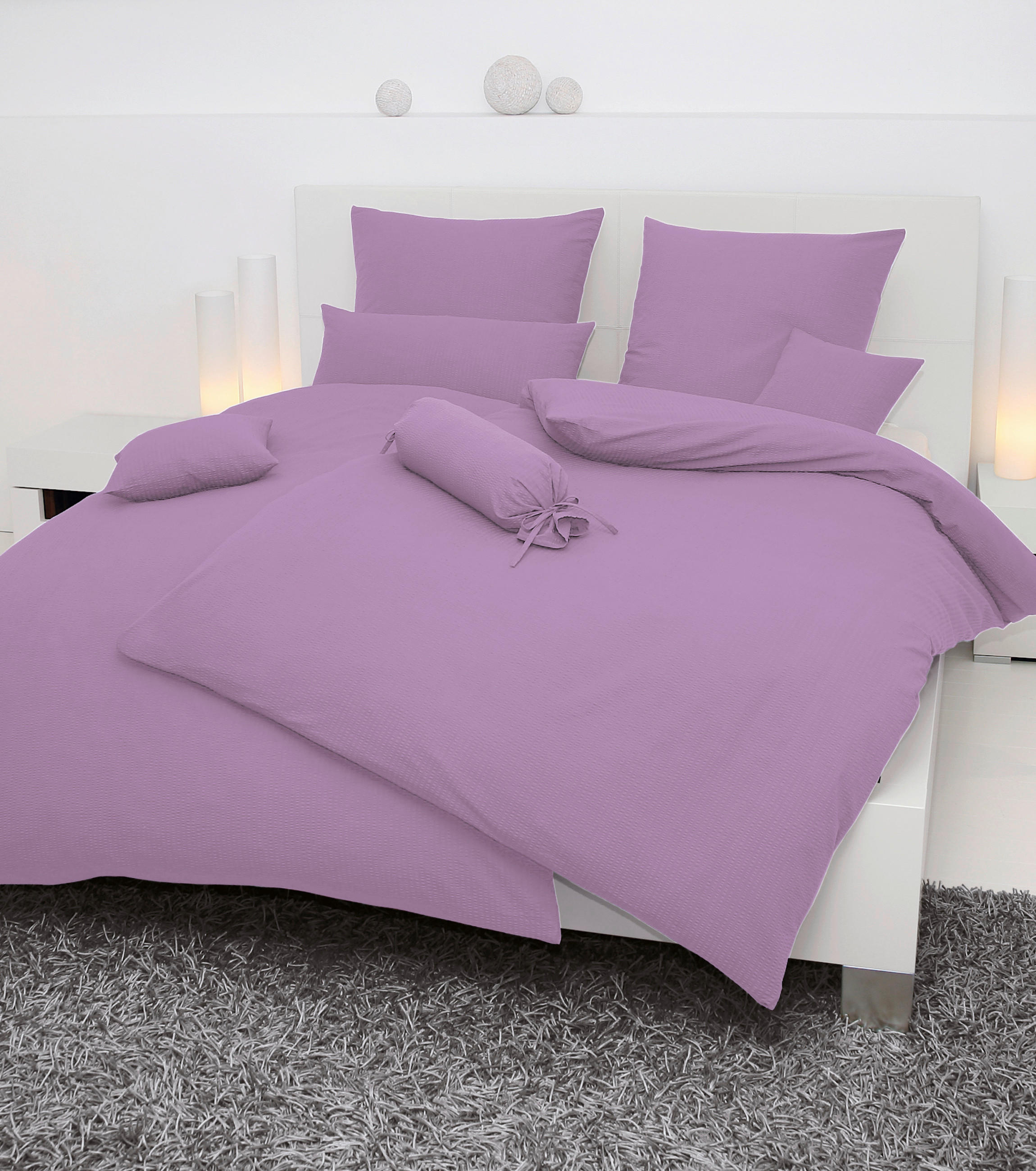 BETTWÄSCHE Seersucker 135/200 cm  - Lila/Flieder, Basics, Textil (135/200cm) - Janine