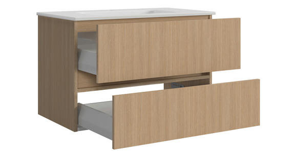 WASCHTISCHKOMBI 80 cm  - Eichefarben/Weiß, KONVENTIONELL, Keramik/Holzwerkstoff (80cm) - Xora