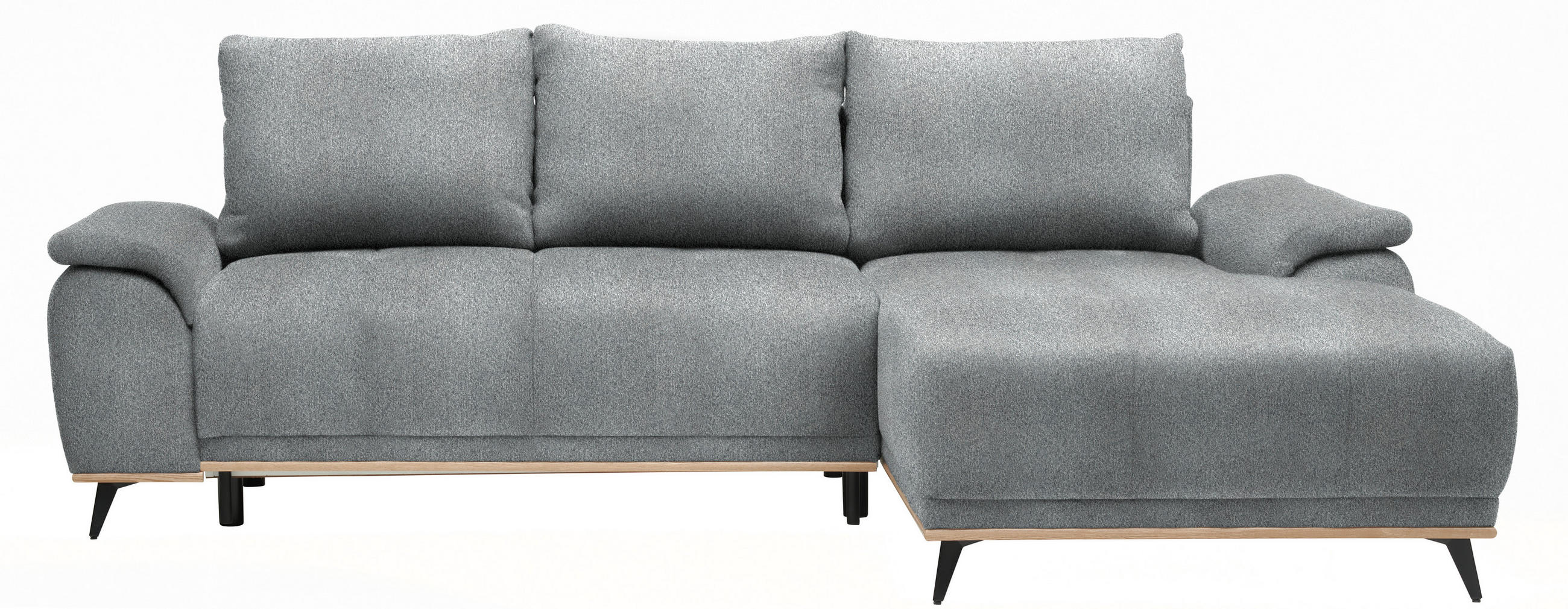 ECKSOFA in Chenille Anthrazit  - Anthrazit/Schwarz, MODERN, Textil/Metall (262/168cm) - home24