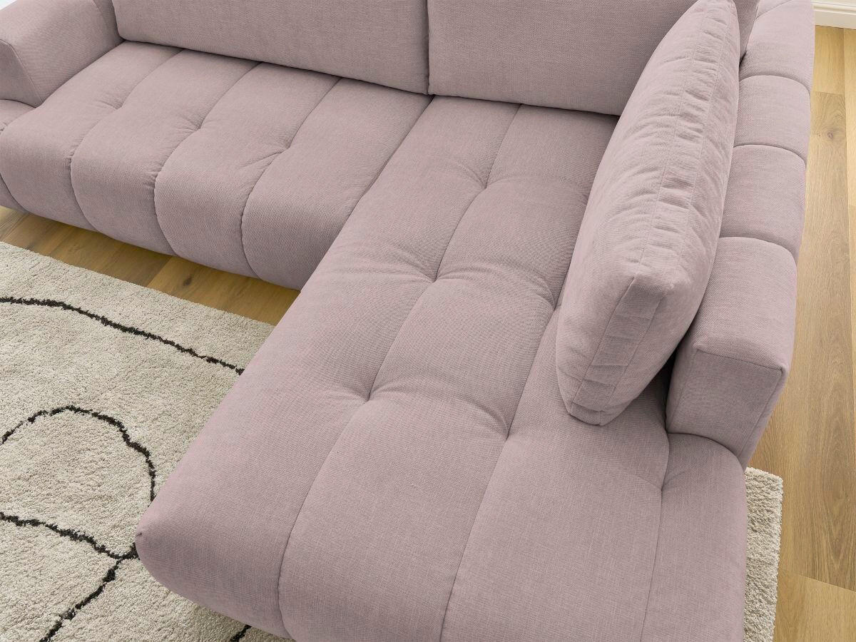 ECKSCHLAFSOFA FUJI Leinenoptik Pink  inkl.  - Pink/Schwarz, MODERN, Kunststoff/Textil (282/204cm)