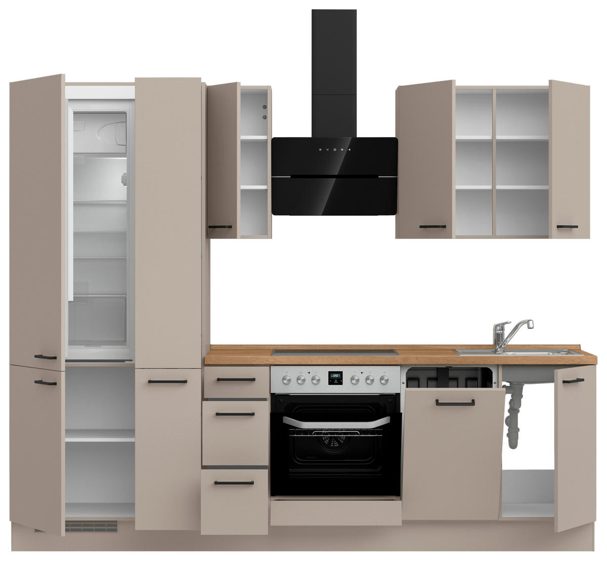 KÜCHENLEERBLOCK Easytouch 270 cm  in Eichefarben, Sandfarben  - Sandfarben/Eichefarben, MODERN, Holzwerkstoff/Metall (270cm) - Nobilia