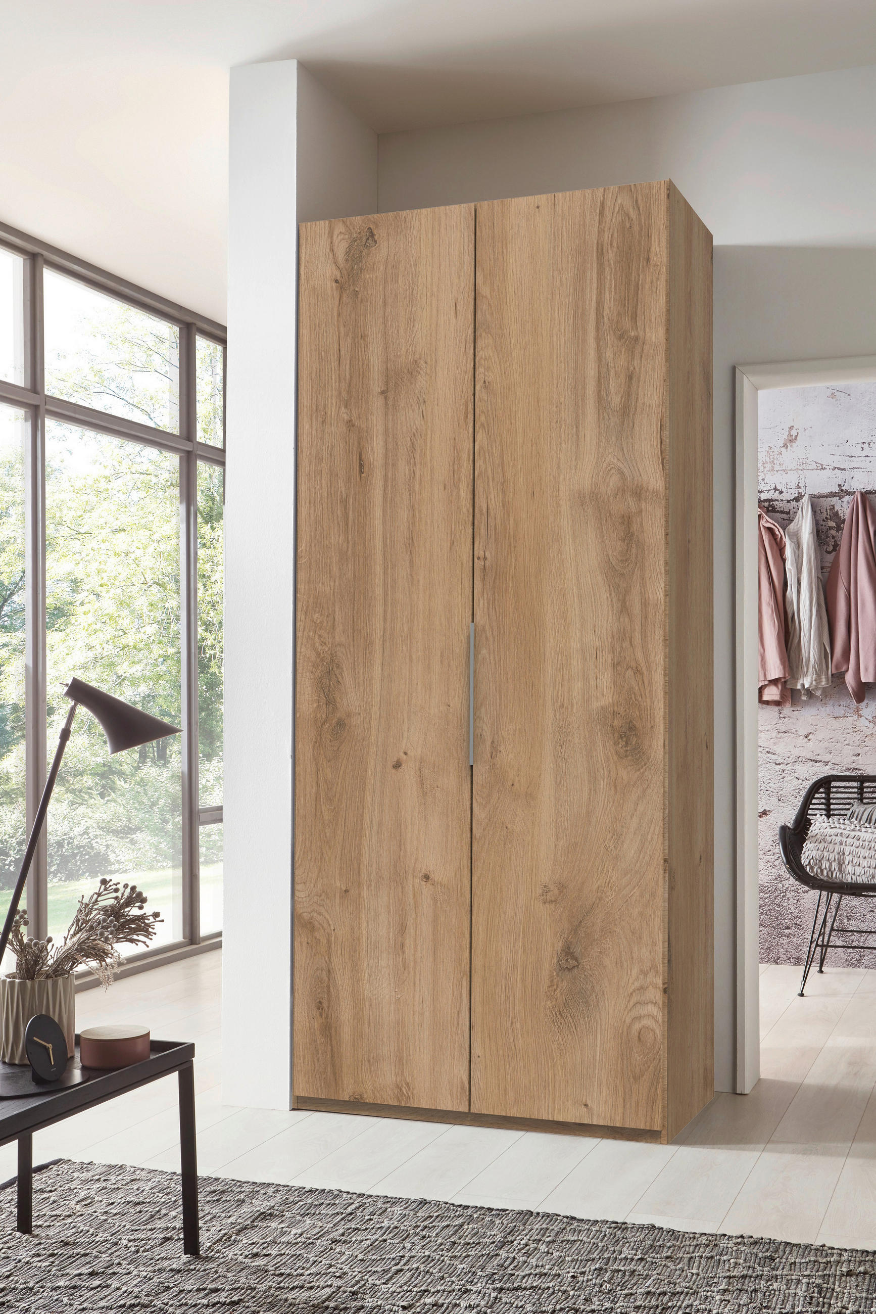 DREHTÜRENSCHRANK in Eichefarben  - Chromfarben/Eichefarben, Modern, Holzwerkstoff (100/236/58cm) - MID.YOU