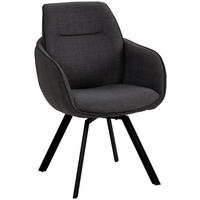 STOLICA S NASLONOM ZA RUKE  siva, crna  metal, tekstil      - siva/crna, Design, metal/tekstil (55/87/64cm) - Novel