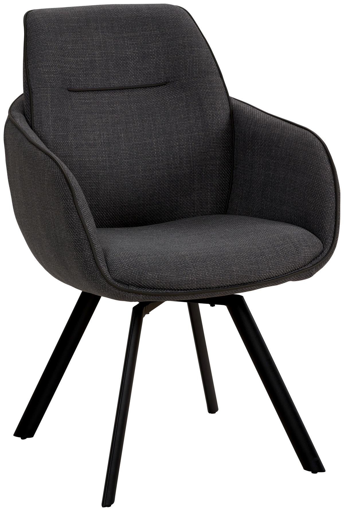 STOLICA S NASLONOM ZA RUKE  siva, crna  metal, tekstil      - siva/crna, Design, metal/tekstil (55/87/64cm) - Novel