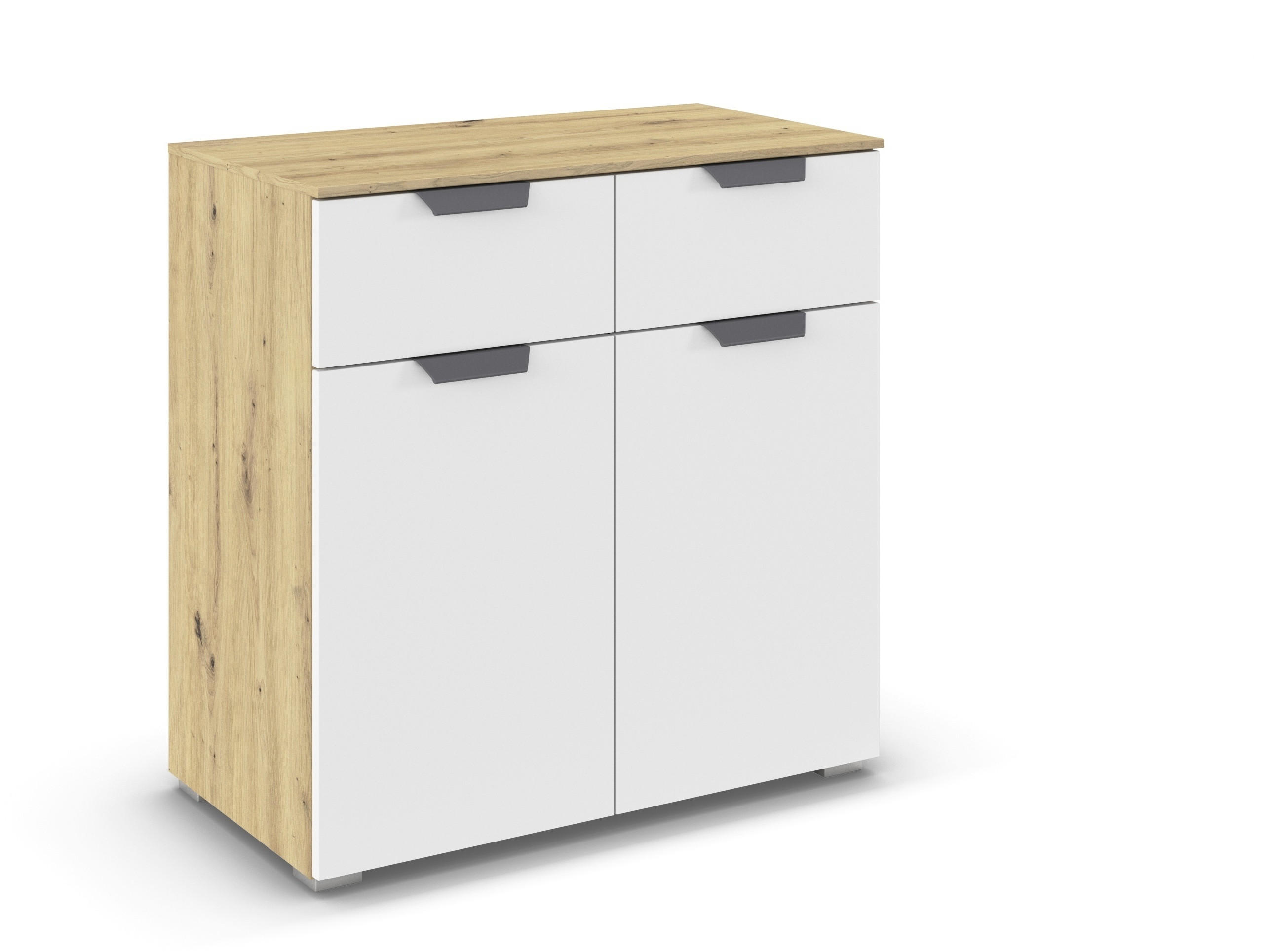 Carryhome Kommode Weiß, Eiche Artisan 80x81x42 cm