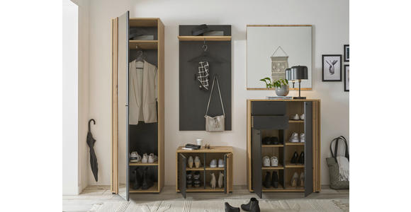 GARDEROBENBANK 64,3/47/38 cm - Schwarz/Eiche Artisan, Design, Holzwerkstoff/Kunststoff (64,3/47/38cm) - Carryhome