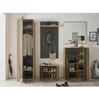 ŠATNÍ LAVICE, 64,3/47/38 cm - černá/dub artisan, Design, kompozitní dřevo/plast (64,3/47/38cm) - Carryhome