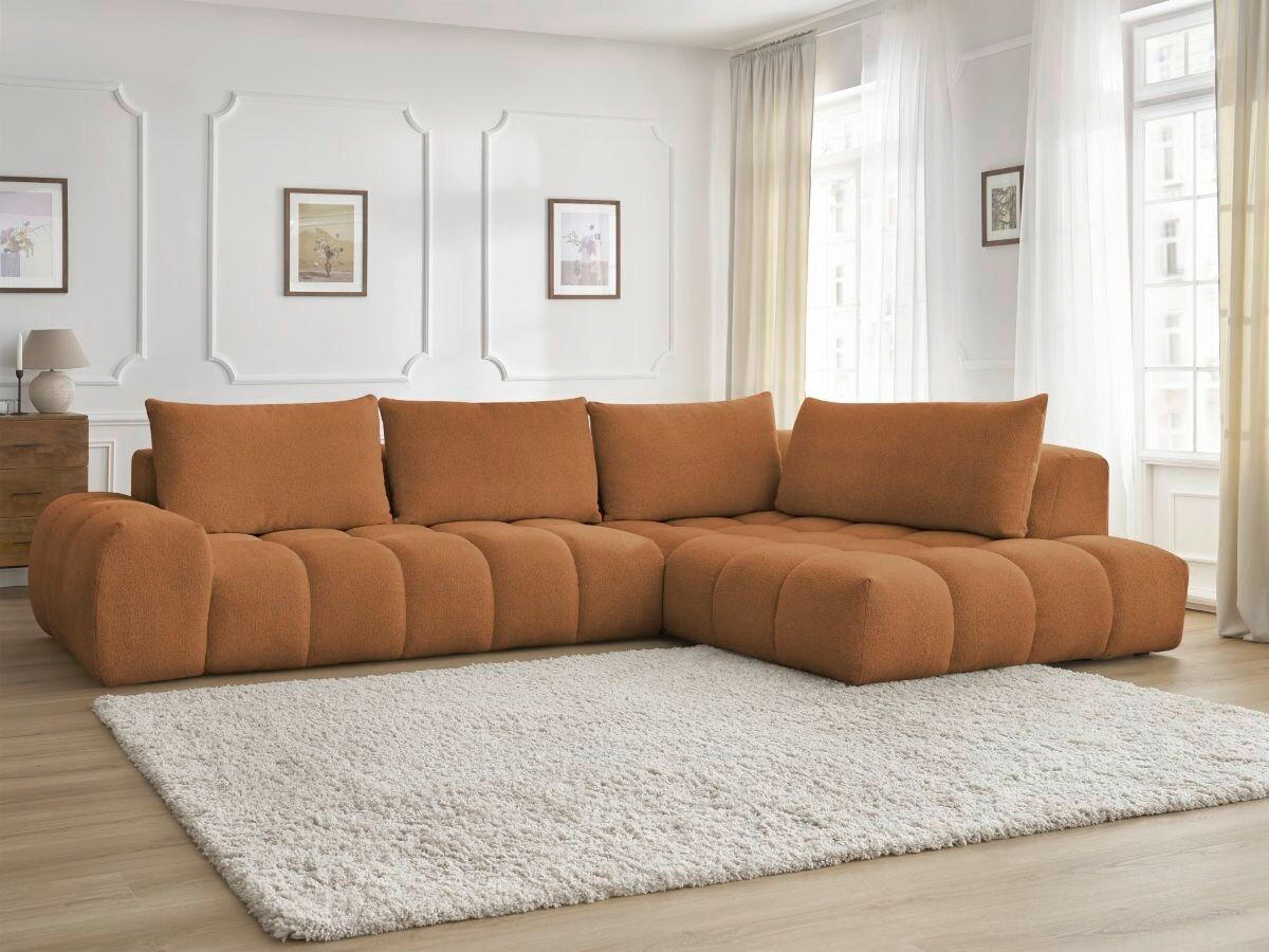 ECKSOFA Ottomane rechts  EVEREST Orange Flachgewebe  - Schwarz/Orange, MODERN, Kunststoff/Textil (352/210cm) - Livetastic