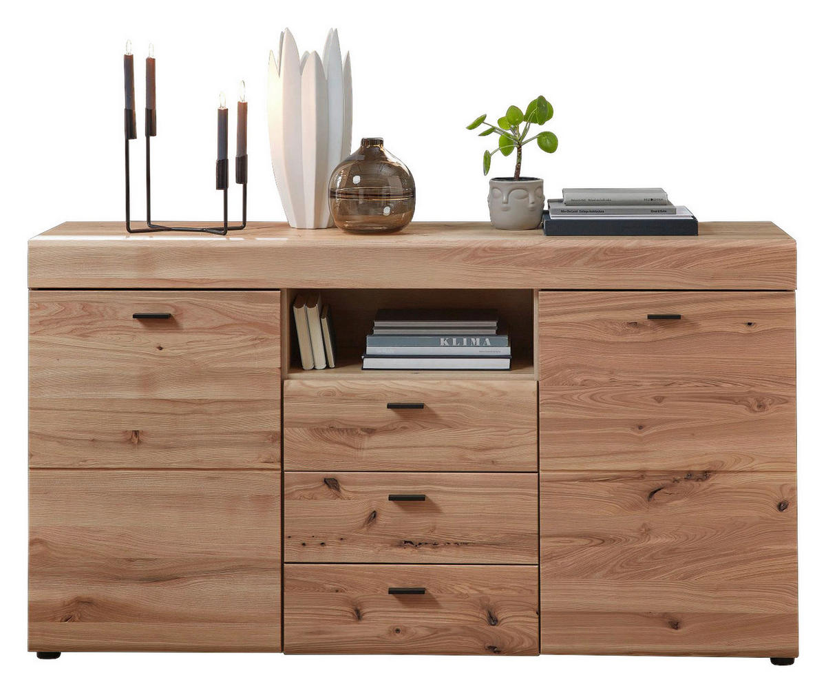 SIDEBOARD Eschefarben, Eiche Artisan  160/88/42 cm  - Eschefarben/Schwarz, Design, Holz/Holzwerkstoff (160/88/42cm) - Linea Natura