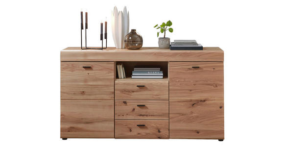 SIDEBOARD  160/88/42 cm 3 Schublade(n)  - Eschefarben/Schwarz, Design, Holz/Holzwerkstoff (160/88/42cm) - Linea Natura