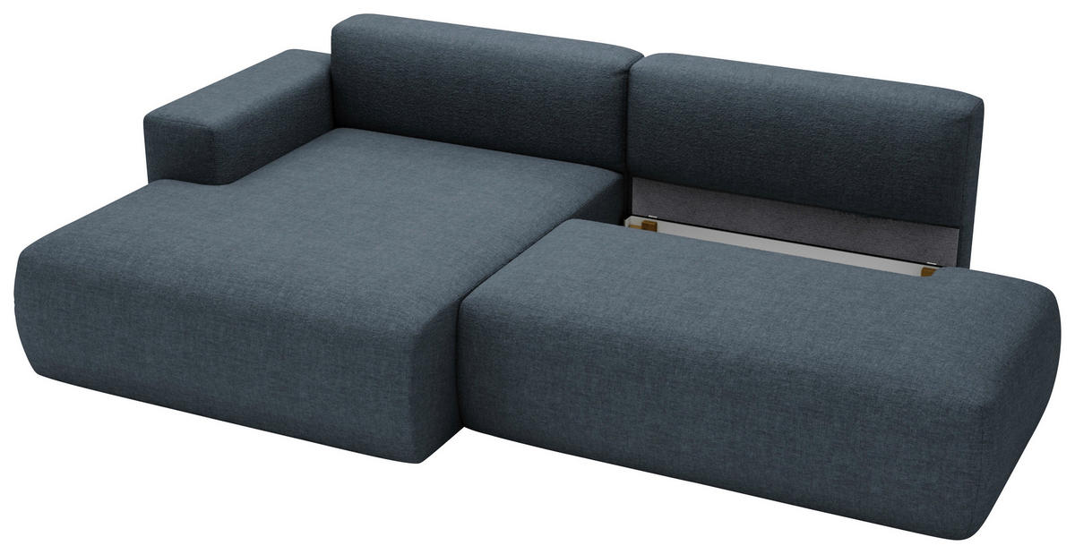 ECKSOFA ARTE Dunkelblau Chenille  - Schwarz/Dunkelblau, Design, Kunststoff/Textil (160/284cm) - Livetastic