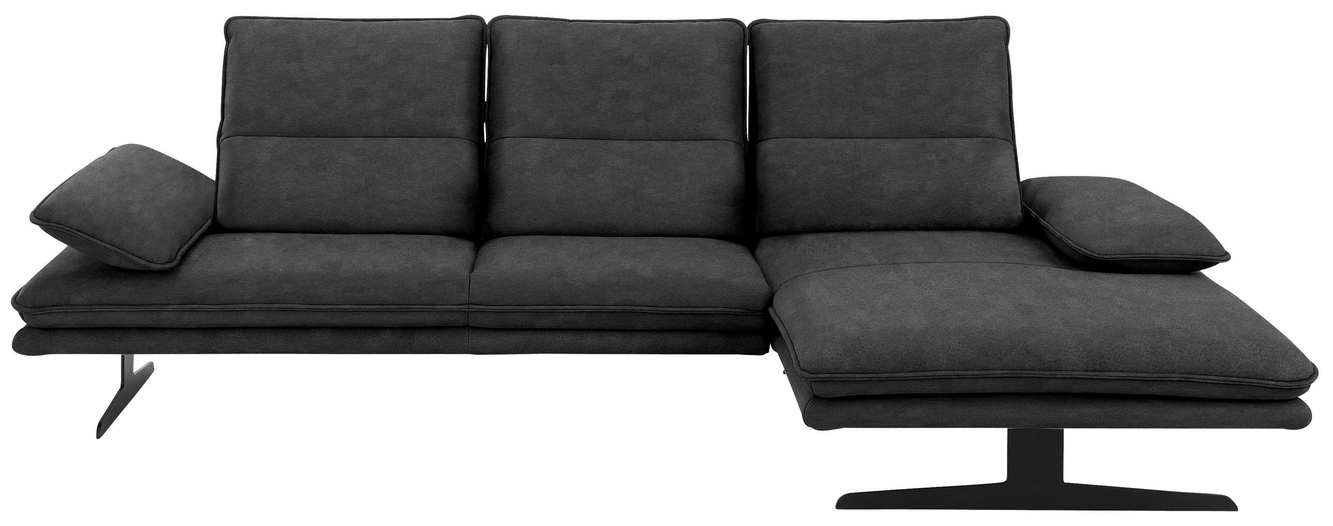 ECKSOFA Anthrazit Mikrofaser  - Anthrazit/Schwarz, Design, Textil/Metall (291/164cm) - Chilliano