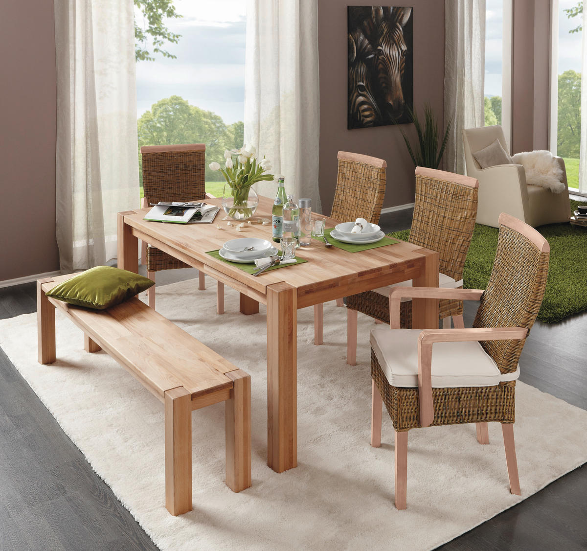 ESSTISCH Kernbuche massiv rechteckig Buchefarben  - Buchefarben, KONVENTIONELL, Holz (160-240/90/76cm) - Linea Natura