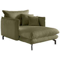 XXL-SESSEL - Schwarz/Olivgrün, MODERN, Textil/Metall (111/101/167cm) - P & B