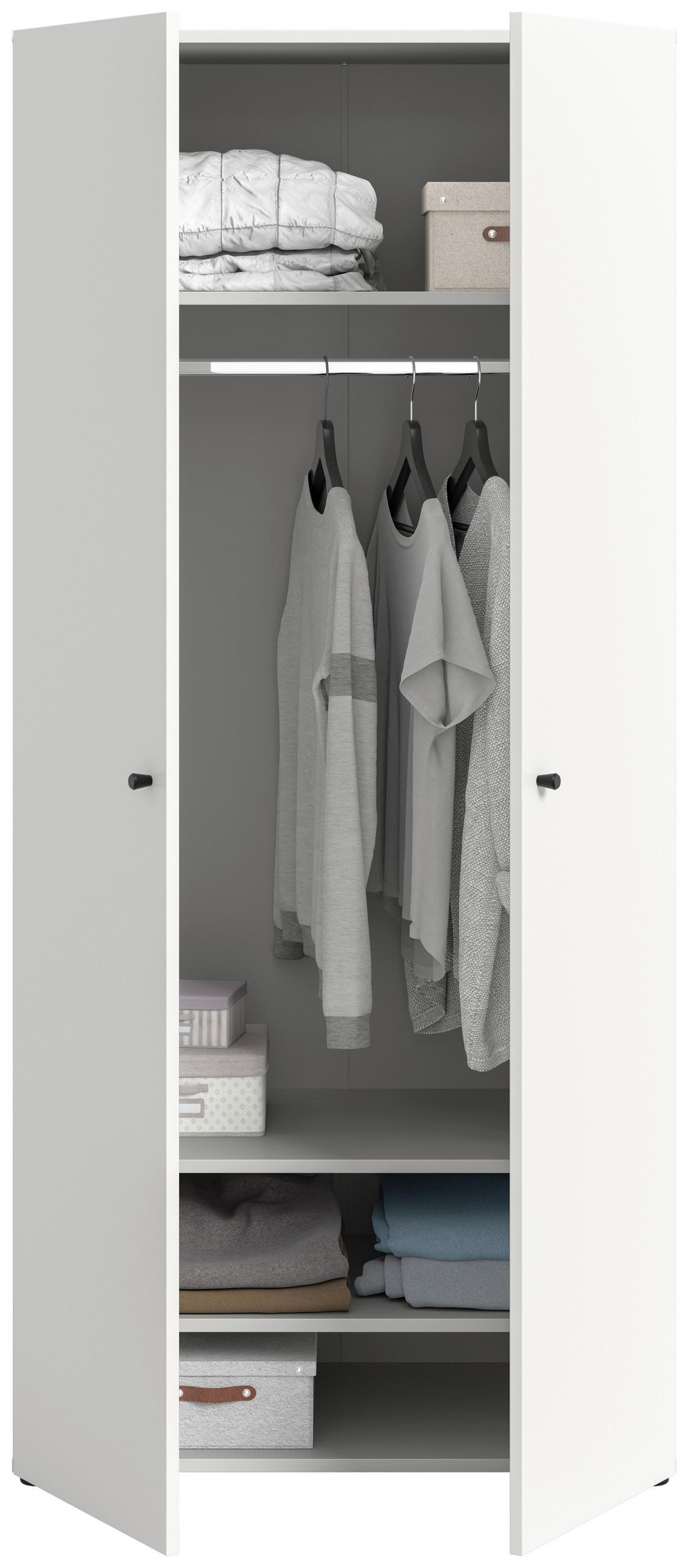 DREHTÜRENSCHRANK 80/176/51 cm,  in Weiß, 2-türig  - Schwarz/Weiß, MODERN, Holzwerkstoff/Kunststoff (80/176/51cm) - MID.YOU