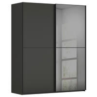 SCHWEBETÜRENSCHRANK 201/223/68 cm,  in Graphitfarben, Schwarz, 2 Tür(en)  - Schwarz/Graphitfarben, KONVENTIONELL, Glas/Holzwerkstoff (201/223/68cm) - Novel