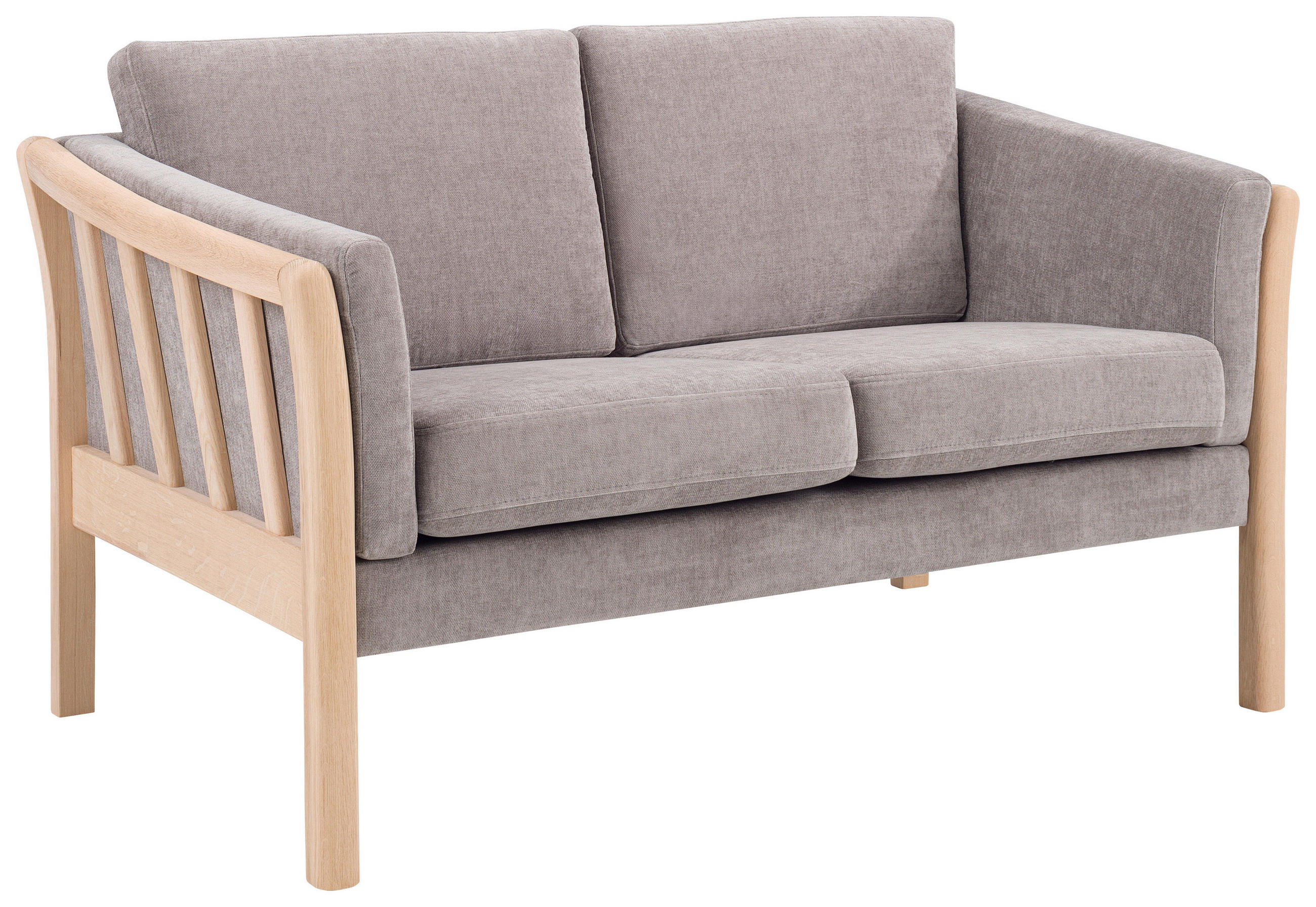 2-SITZER-SOFA Chenille Eichefarben, Hellgrau  - Eichefarben/Hellgrau, Design, Holz/Textil (142/79/82cm)