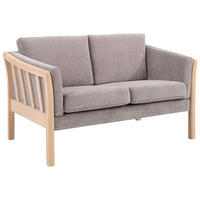 2-SITZER-SOFA Chenille Hellgrau, Eichefarben  - Eichefarben/Hellgrau, Design, Holz/Textil (142/79/82cm)