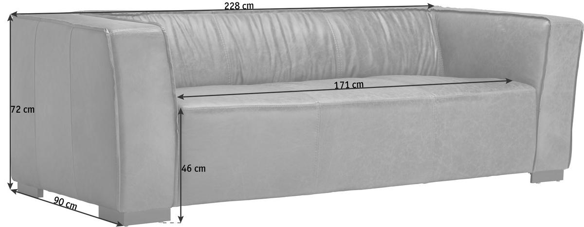 3-SITS SOFFA i äkta läder brun  - brun, Trend, läder/trä (228/72/90cm) - Ambia Home