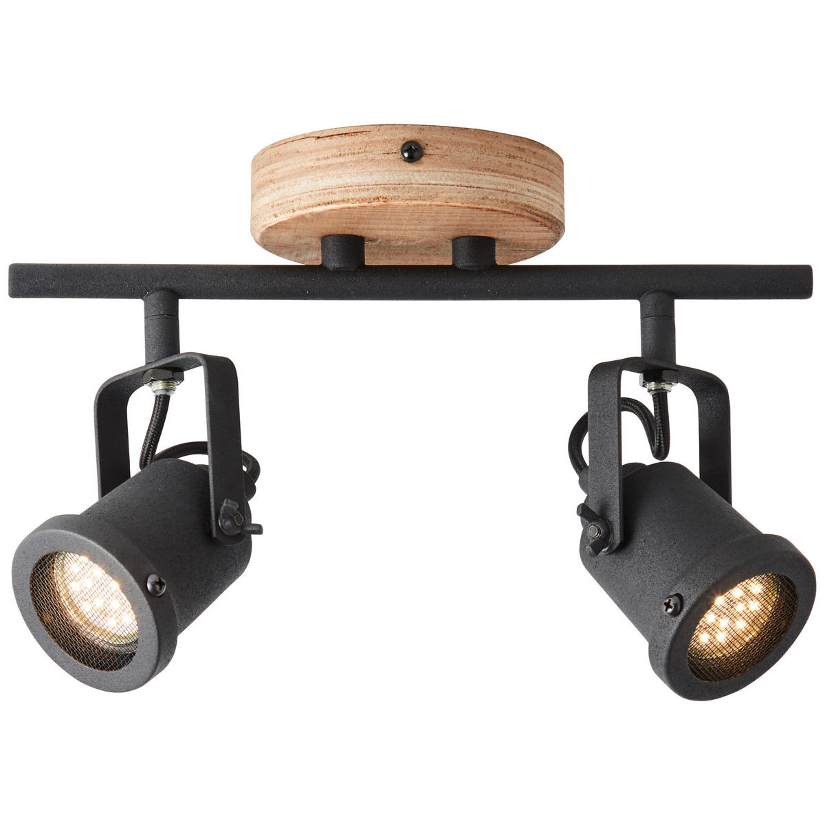 DECKENLEUCHTE    30/17,5/12 cm  - Schwarz/Braun, Natur, Holz/Metall (30/17,5/12cm) - Brilliant