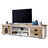 LOWBOARD  in 200/50/55 cm  - Schwarz/Braun, KONVENTIONELL, Holz/Metall (200/50/55cm) - Livetastic