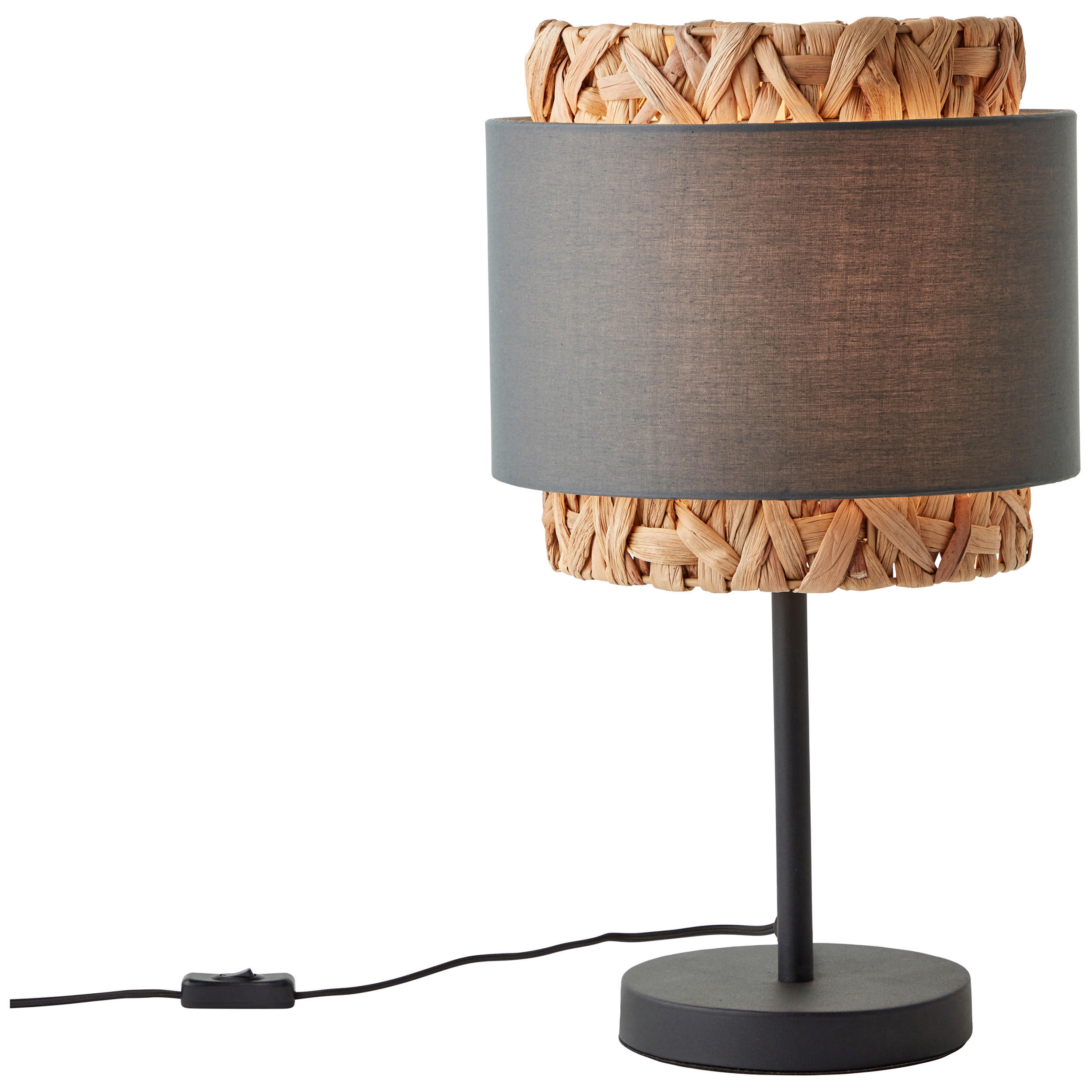 TISCHLEUCHTE - Dunkelgrau/Schwarz, Natur, Naturmaterialien/Textil (25/43cm) - Brilliant