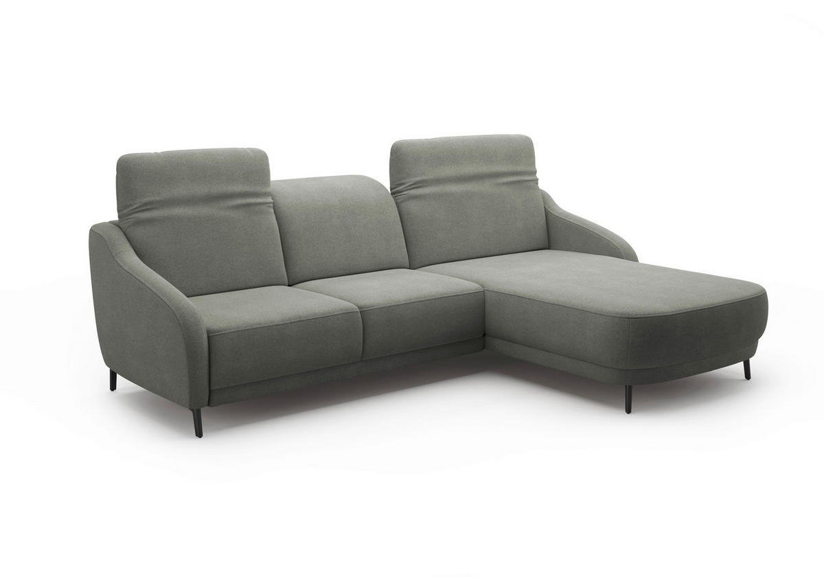 ECKSOFA BLUES V Schlammfarben Mikrofaser  - Schlammfarben/Schwarz, MODERN, Textil/Metall (271/191cm) - Sit & More