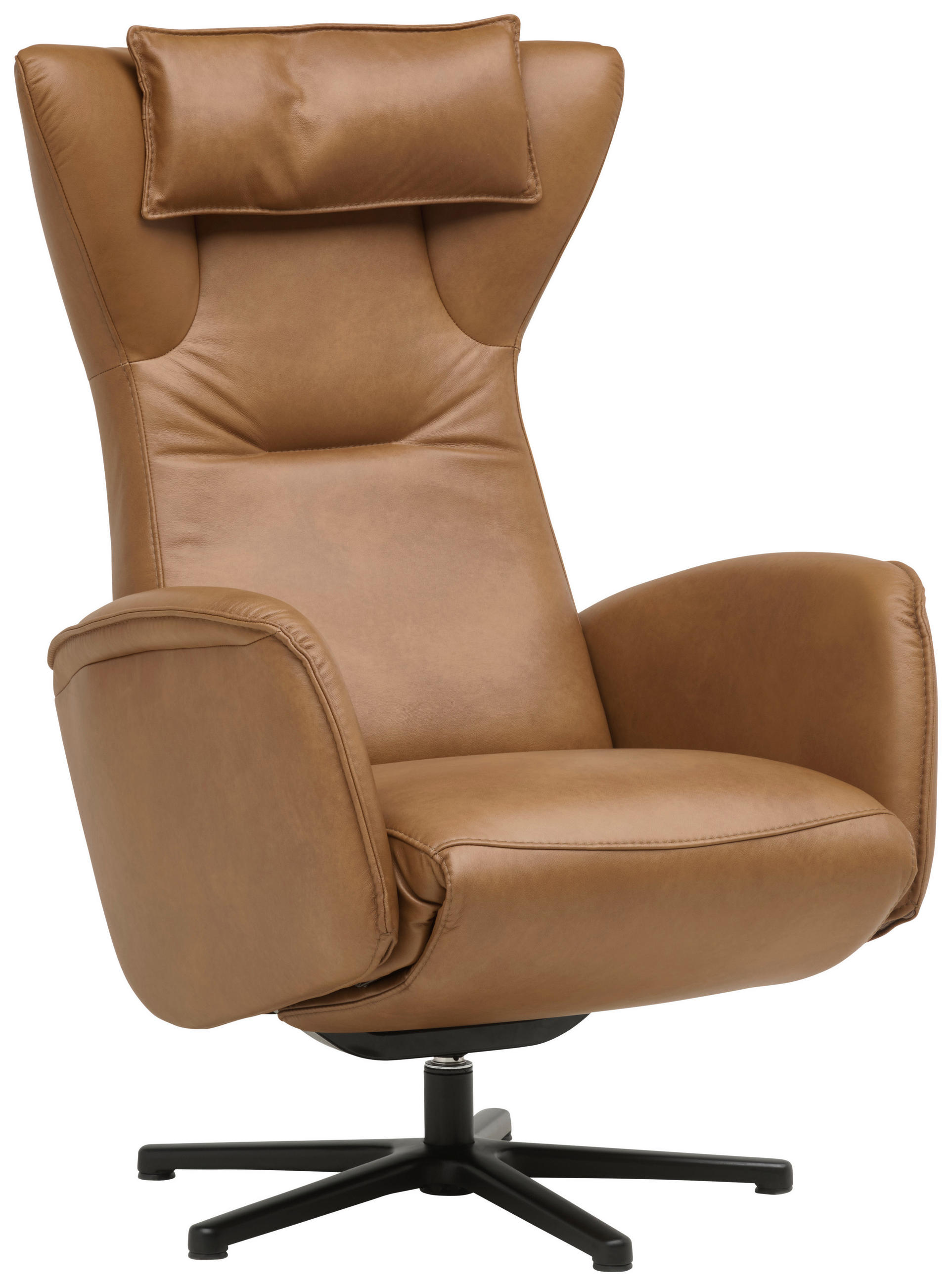 RELAXSESSEL Leder Cognac  - Cognac/Schwarz, Design, Leder/Metall (75/106/86cm) - Valdera