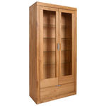 VITRINE  in massiv Wildeiche Wildeiche - Wildeiche/Alufarben, Natur, Glas/Holz (95/192/42cm) - Carryhome