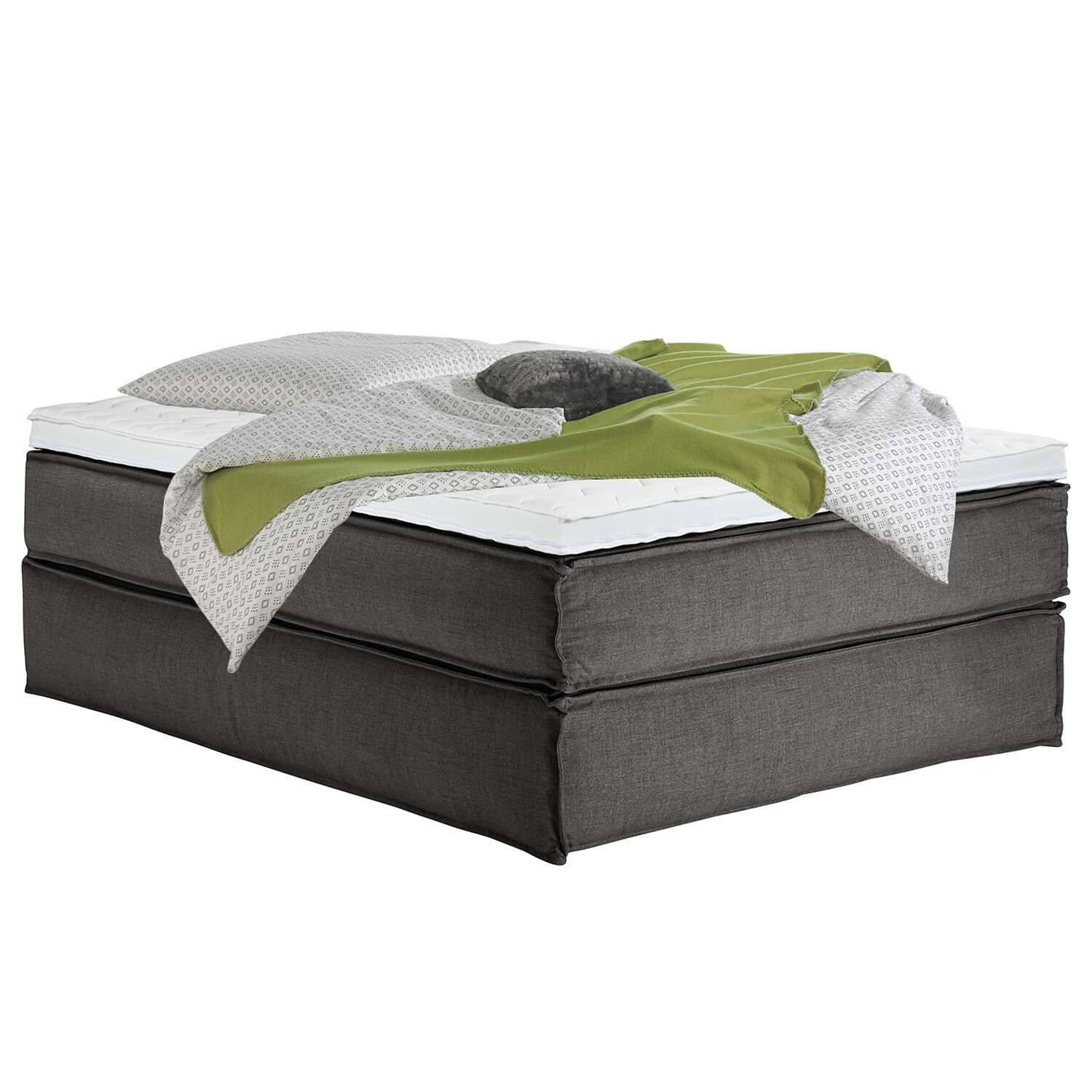 BOXSPRINGBETT 140/200 cm  in Anthrazit  - Anthrazit/Schwarz, Design, Textil (140/200cm) - home24