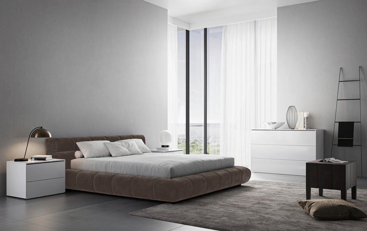 POLSTERBETT 180/200 cm,  in Graubraun,  - Graubraun/Schwarz, Design, Textil/Metall (180/200cm) - Belluti