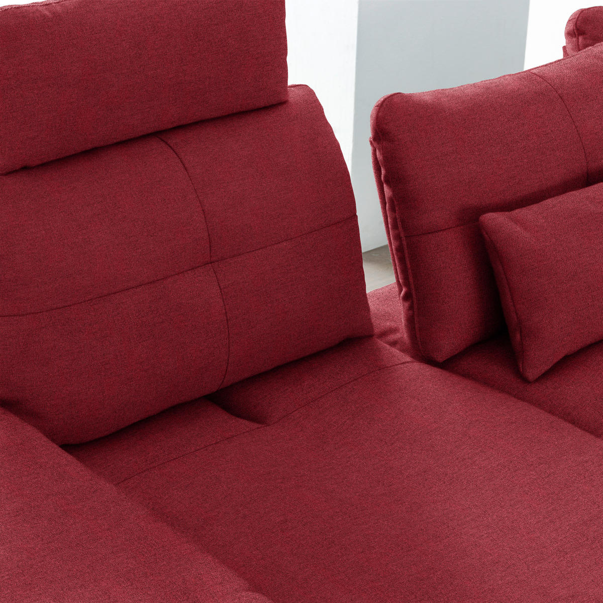 ECKSOFA in Flachgewebe Bordeaux  344/271 cm  - Bordeaux/Schwarz, Design, Textil/Metall (344/271cm) - Chilliano